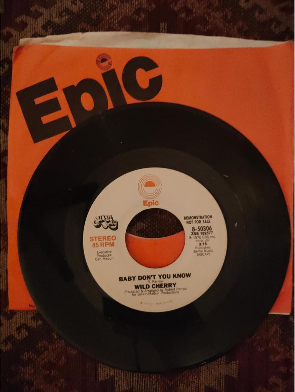 PROMO - Wild Cherry - baby don't you know - vinyl 45 - NM